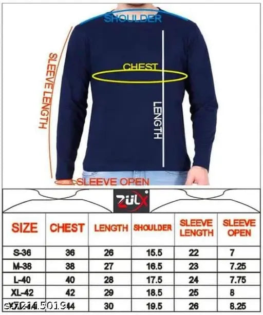 Stylish cotton blend long sleeve t-shirt for men, solid design in various sizes S-XL, made in India