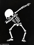 Glow-in-dark round neck cotton T-shirt, printed with dancing cartoon design (India)