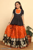 Silk Lehenga Choli set for girls, vibrant design, rich fabrics, South Indian tradition