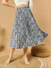 Effortless Elegance Floral Printed Crepe A-line Midi Skirt, Indian handcrafted, size 26