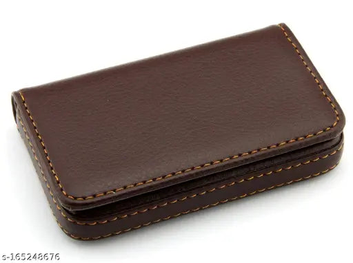 Wood Bazar12 Slot PU Leather Credit Debit Card Holder Wallet Money Zipper Coin Purse - Brown, lightweight zipped leather wallet for men and women with 12 card slots, textured design. Dimensions: 10.75 x 8 x 2.5 cm