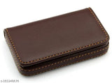 Wood Bazar12 Slot PU Leather Credit Debit Card Holder Wallet Money Zipper Coin Purse - Brown, lightweight zipped leather wallet for men and women with 12 card slots, textured design. Dimensions: 10.75 x 8 x 2.5 cm