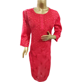 Red Chanderi cotton kurta for traditional Indian wear