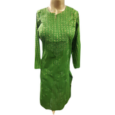Green Chanderi cotton Kurta, traditional Indian attire with intricate Mehndi design
