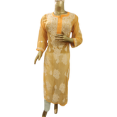 Yellow cotton kurti, traditional Indian women's top