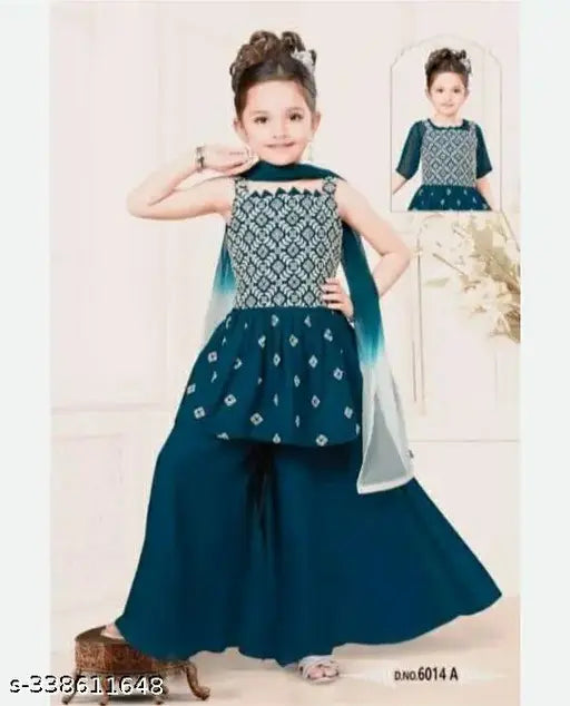 Georgette A-line Sarara Kurta with embroidered dupatta, vibrant for 4-10 years kids' fashion