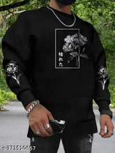 Black cotton blend High5 Classic T-shirt, long sleeves, printed design, tailored fit - India