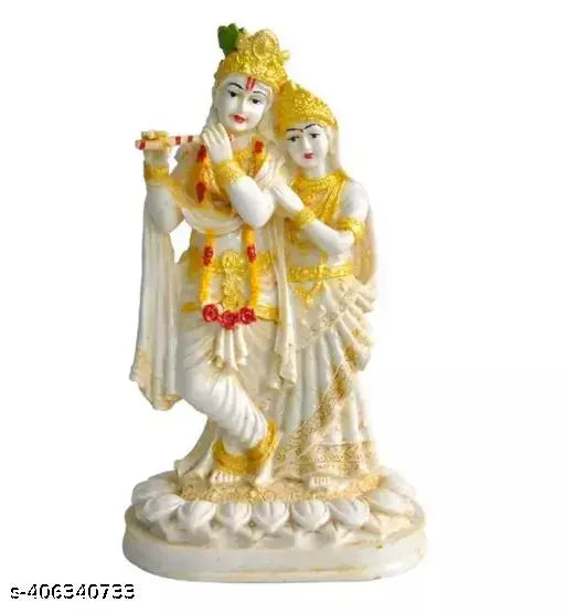 Resin standing Radha Krishna statue, handcrafted for home temple decor, 15cm x 21cm x 7cm