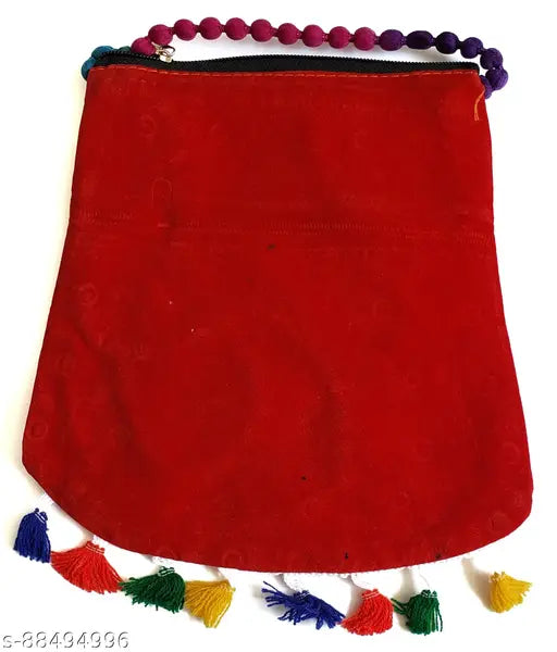 Red ethnic Rajasthani sling bag for women
