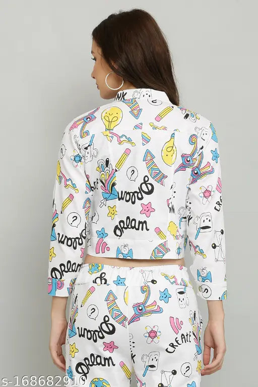 Denim printed net long sleeve jacket from Quirky Collection, women's size S (bust 28in, length 20in) - Indian denim fashion