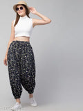 Printed net crepe harem pants, free size, made in India