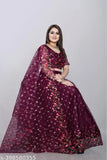 Ethnic net lehenga choli with sequin work, free size, 44m waist and length