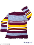 Striped woolen sweater set for girls (1-2 years), cozy multicolor winter wear
