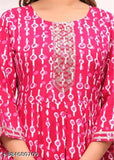 Rayon Pink Kurta Sharara Dupatta Set with Embellishments, Festive Indian outfit for women on display
