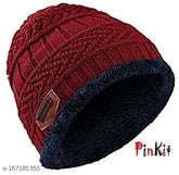Maroon acrylic beanie cap (Pack of 1), attractive men's headwear from India