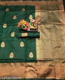 Traditional Banarasi silk saree with jacquard woven zari pattern, free size, Indian partywear