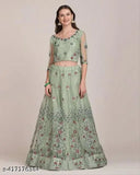 Elitevibe embroidered net bridal lehenga choli and dupatta, Indian fashion in free size