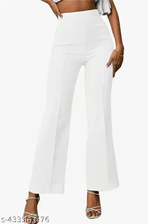 Cotton blend solid-colored women's trousers by AS Fashion, made in India - Size: S/M/L/XL