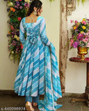 Georgette printed wedding gown, long sleeves, trending ethnic attire for women's party wear, Indian design with dupatta
