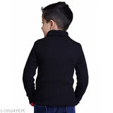 Black printed cotton blend high neck turtle neck full sleeve sweatshirt for kids winter wear, India