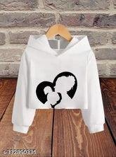 Polyester printed hooded full-sleeve crop length women's t-shirt, India origin