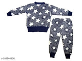 Wool-made new born baby sleepsuit with printed design, featuring top and bottom pieces for winter wear (0-18 months)