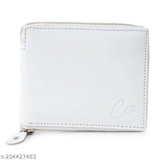 Faux leather wallet, Classic World New Fancy zip Closure, 2 compartments, solid color, free size