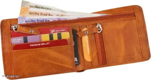 Mild faux leather men's wallet with 2 compartments and free size (12cm x 10cm), perfect modern gift for him