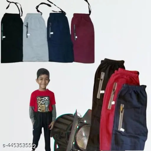 Sage green woolen winter track pants for kids (pack of 2), 100% cotton bottoms for cold weather protection