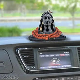 Miniature black Adidyogi Shiva statue for car dashboards and home decoration, handcrafted by Indian artists