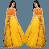 Satin & net Aagam Drishya women's lehenga set, embroidered with lace dupatta, Indian traditional wear for free size