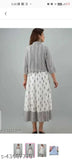 White & Black rayon printed dress with jacket, traditional Indian fusion wear for M (38in), L (40in), XL (42in), XXL (44in)