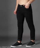 Black cotton blend lycra trouser for men - comfortable, stylish, and versatile office wear