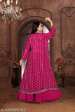 Havy Fox Gorgette Kurta Set with stitched embroidery blouse. Three-quarter sleeve Indian ethnic wear set, made in India