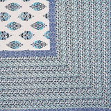 Pure blue cotton floral double king-size bedsheets (90x108 inches), superfine quality for adult comfort, Indian origin