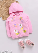 Pink cotton sweatshirt with Mimino girls allover print - long sleeves for kids aged 3-4 years, India origin