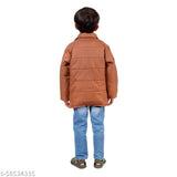 Tan polyester MYFA Girls Quilted Jacket, warm and stylish full sleeves for 2-3 years