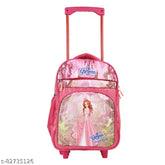 Pink polyester Indian Riders Wonder girl Barbie school trolley bag, durable and stylish, perfect for kids' essentials