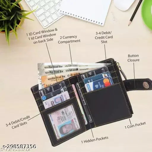 Faux leather small women's clutch, elegant design for ladies purse, solid net free size (11cm x 9cm), India-made premium accessory