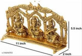 Handcrafted brass Laxmi Saraswati with 5 Diya statue idol, gold plated decorative showpiece - 10 cm (Indian artistry)