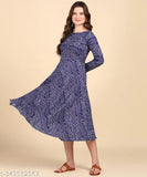 Cotton blend printed Anarkali kurti from Hiva Western collection, perfect for traditional, casual, or party wear. Long sleeves and full length