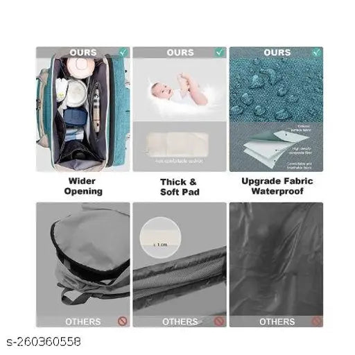 Green polyester unicorn diaper backpack for maternity, waterproof nappy bag rucksack with free size dimensions (20x10x40cm), from INSHA KIDS