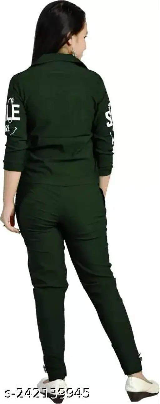 Green cotton blend girls' partywear two-piece dress set, featuring stylish 3/4 sleeve kotis and stretchable full-length pants, perfect for 4-16 years old girls' fashion