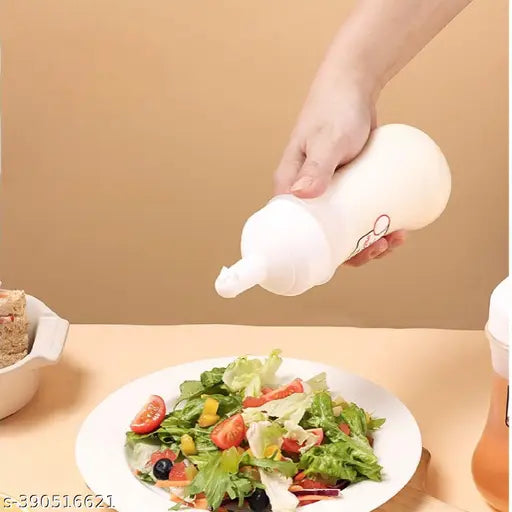 Transparent plastic squeezy sauce bottles, pack of 2, multicolor, leak-proof for condiments & sauces (India)