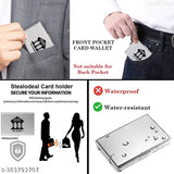 Silver water-resistant stainless steel card holder, set of 1 (India). Wide slot for credit cards or bills