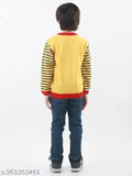 Yellow acrylic knit sweater for kids, solid design in regular fit with long sleeves