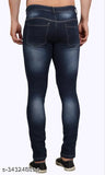 Cotton blend, dyed/washed Comfits blue plain jeans for men, perfect fit for any occasion