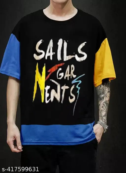 Men's cotton three-quarter sleeve printed t-shirt, vibrant design, XS-XL sizes available