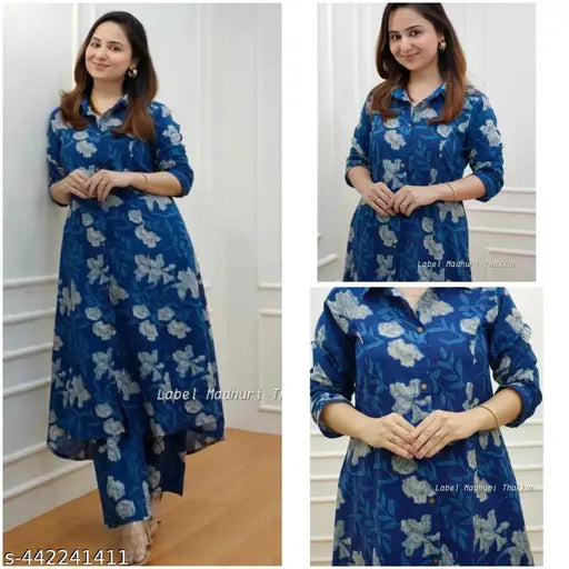 Viscose Rayon printed coord set for daily and office wear, featuring kurti with palazzos. Color-fast, comfortable fabric for long-lasting comfort. Indian-made coord set