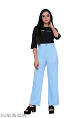 Cotton blend comfortable women's trousers in solid neutral colors, suitable for all body types and perfect for everyday wear (India origin)